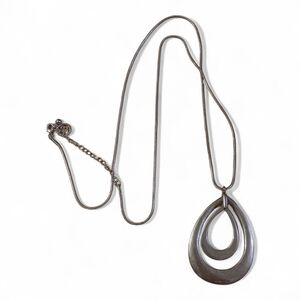Elegant Vintage Silver‎ Teardrop Pendant Necklace